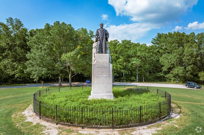 Dr. Edward Babler statue is seen inside as a place of memory in Wildwood, Missouri.