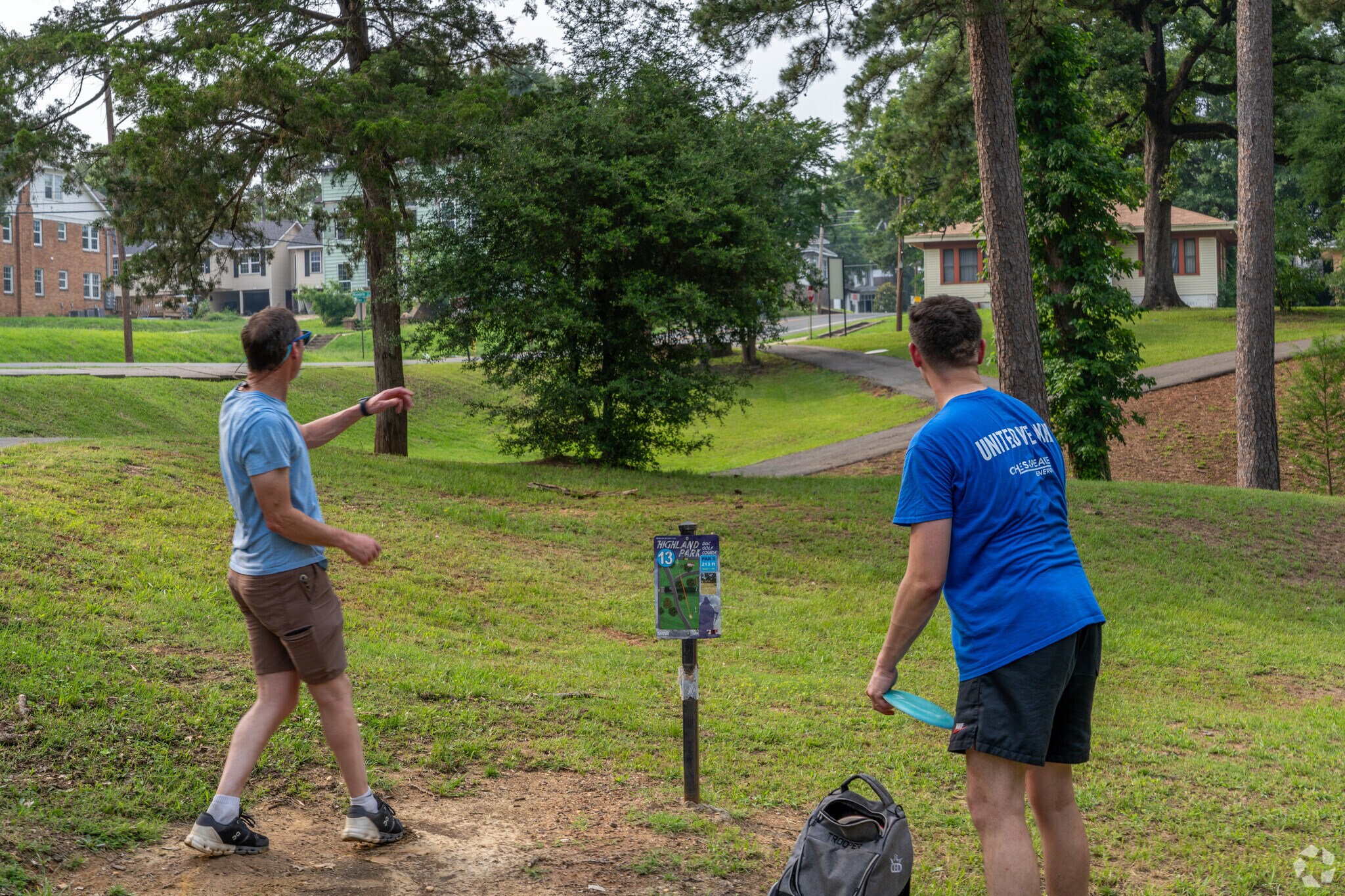 Local residents enjoy playing disc golf at Highland Park.