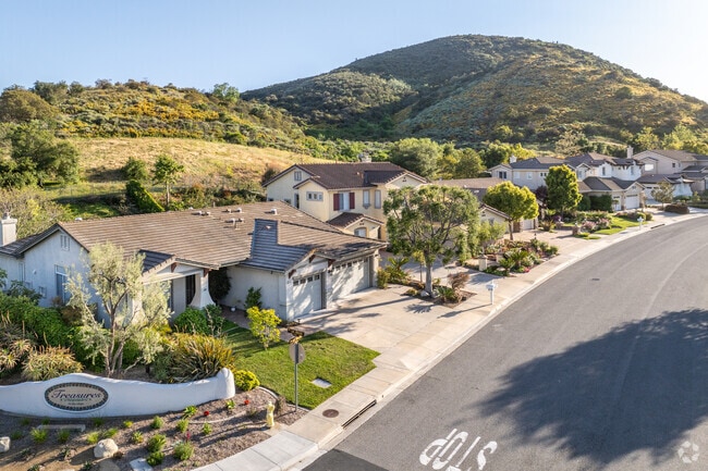 The homes throughout Dos Vientos Ranch are set on the rolling hills near the Santa Monica Mts.