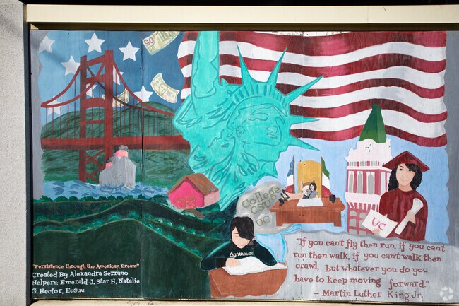 Lighthouse Community Charter School has some unique murals on the exterior of the building.