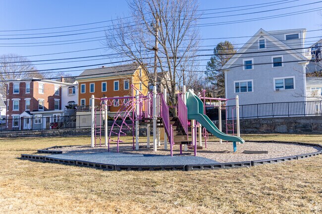 The playground at the Benjamin Smith Playground at Cripple Cove in Gloucester, MA.