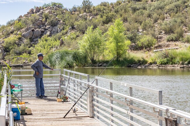 Fain Lake near Castle Canyon Mesa is a local spot for fishing.