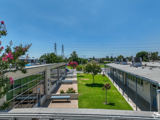 The courtyard provides a quiet oasis for students and teachers of Emperor Elementary School.
