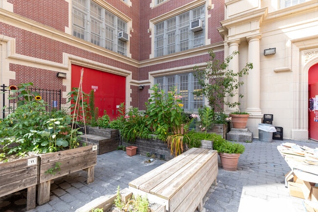 Students can enjoy the garden at The Neighborhood School in New York.