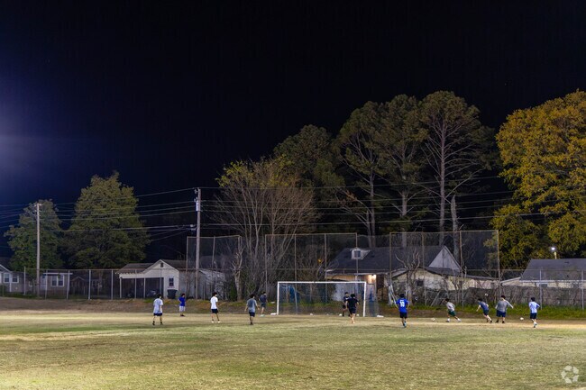 Friends gather to play soccer at the North Florence Soccer Fields.
