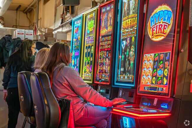 Locals love relaxing and testing their luck on the slots at KJ’s Hoggpen in Baldwin.