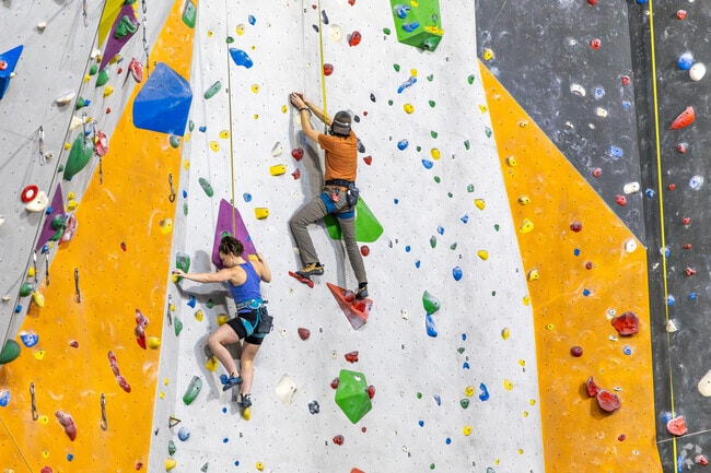 Winburn-Griffin Gate residents enjoy a steep climb at LEF Climbing.