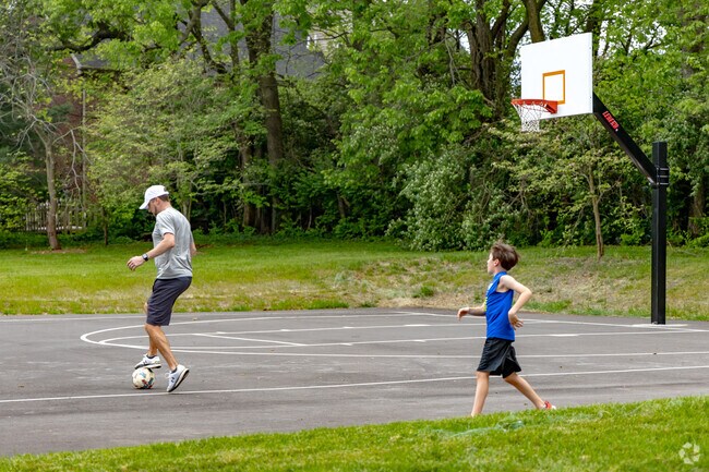 Dogwood Park features a long walking trail, basketball court, and playground.