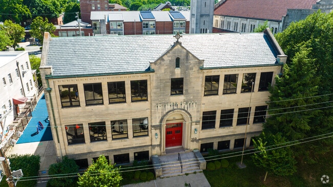The school entrance is on the side of Sts. Peter & Paul Regional Catholic School in Lexington.