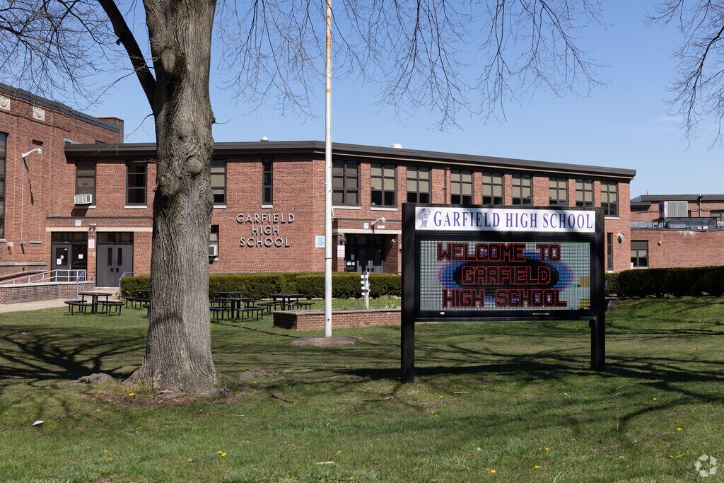 Garfield High School signage in front of the school.