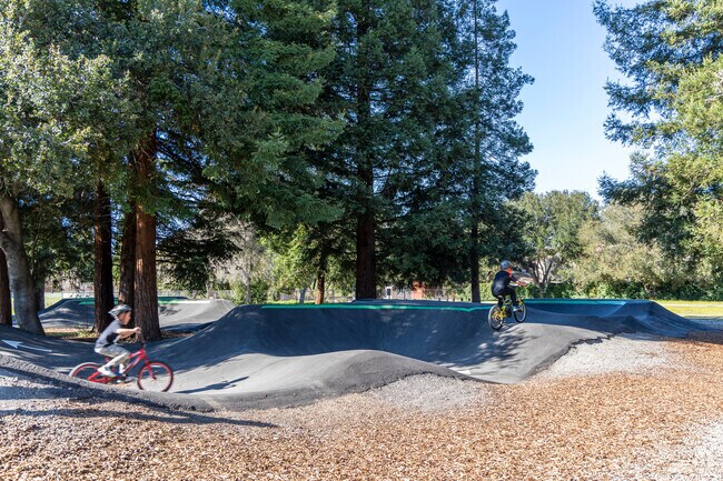 Flood Park's bicycle pump track is popular with beginners and pros.