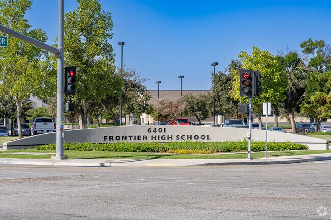 A large welcome sign for students at Frontier High School in Bakersfield.