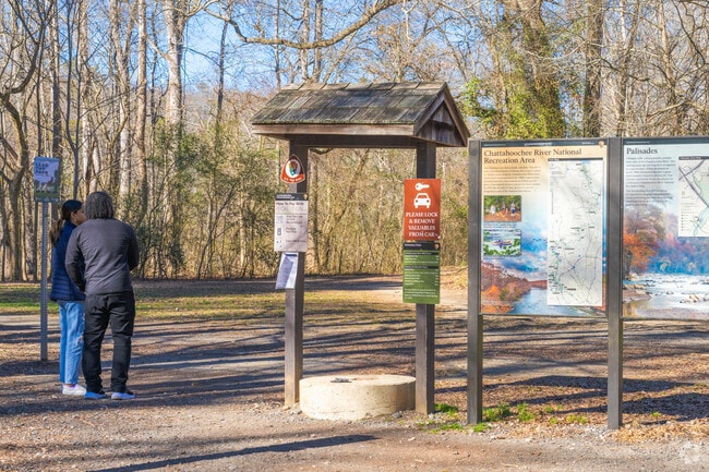 The East Palisades Trail offers a scenic walk through nature accessible in ITP Sandy Springs.