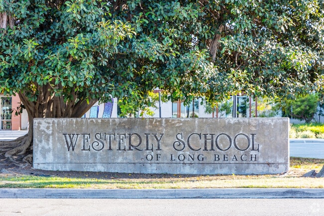 The monument sign at the driveway entrance to Westerly School.