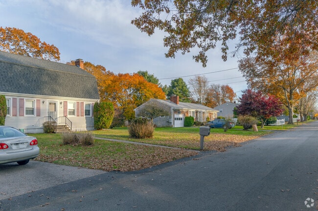 A row of modest homes in the Bristol Highlands neighborhood has character and affordability.