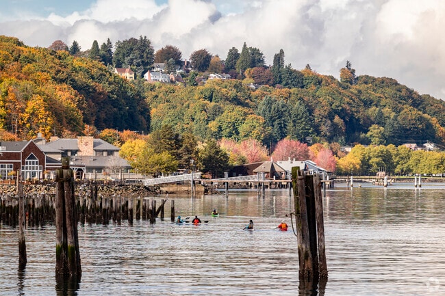 Commencement Bay attracts kayakers with calm waters and scenic shoreline.