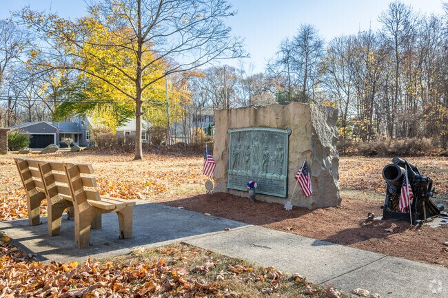 Pay tribute at the veterans memorial in Monastery Park, located in Monastery Heights, RI.