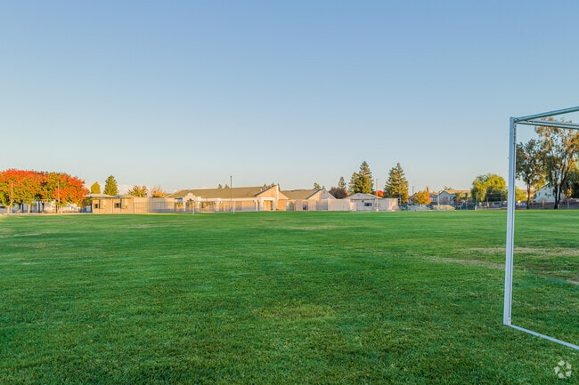 Elizabeth Ustach Middle School has a large open field for students to play sports, like soccer.