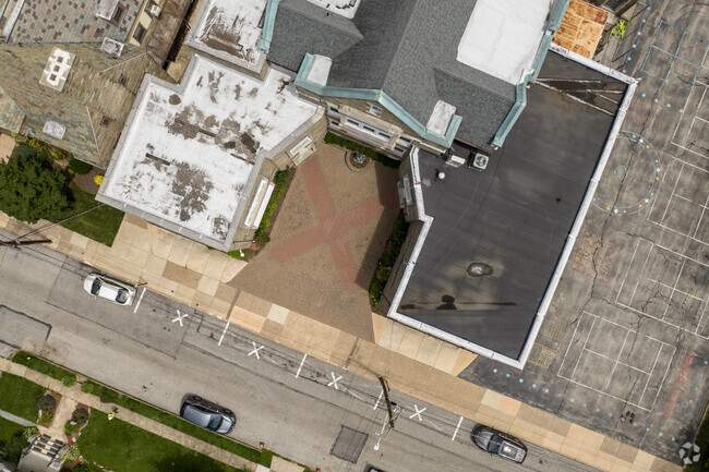 The courtyard at St. Andrew School is a striking example of symmetry.