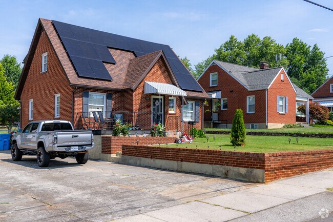 Rows of brick tudor homes can be seen throughout Roundhill