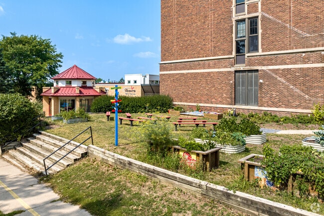 The school garden at The Heights Community School in the Greater East Side.