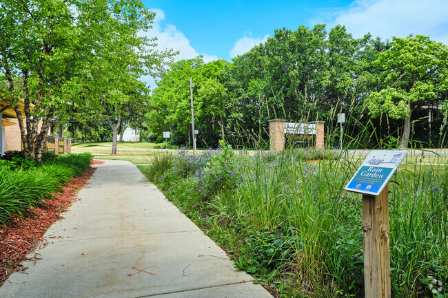 A rain garden is just near the entrance of Pathways To Success Academic Campus.