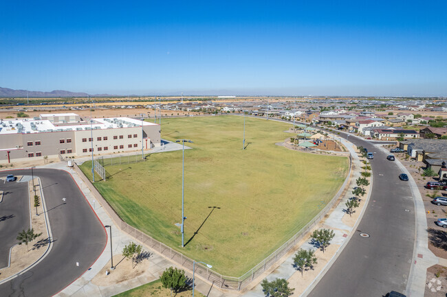 Expansive open field at Estrella Foothills Global Academy in Laveen.