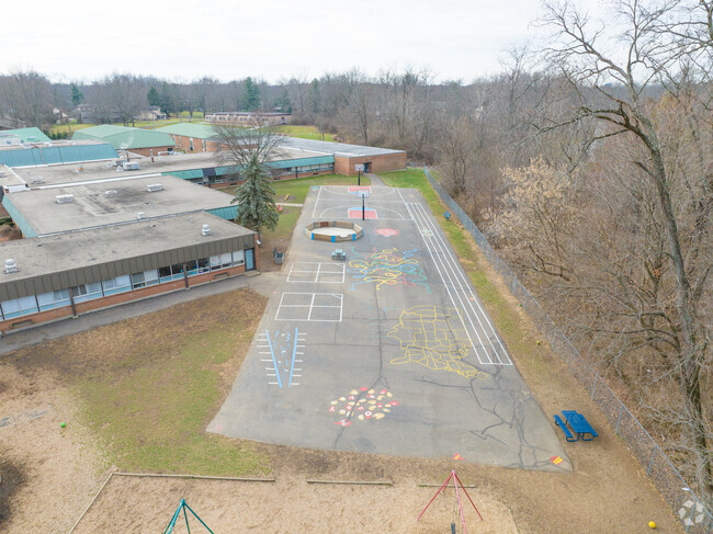 J F Burns Elementary School has a big playground for their students.