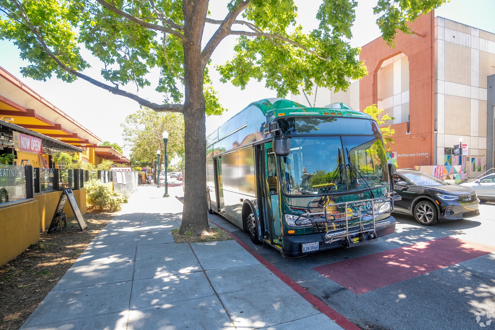 There are many buses that run around the Santa Cruz area.