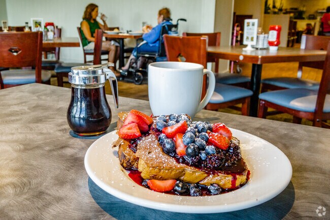 Enjoy Peach Valley Cafe's signature berry stuffed French toast near Briarwood.