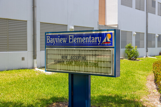 School signage at Bayview Elementary School in Ft Lauderdale, FL.