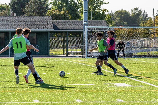 Players compete to score goals at Sheldon Sports Park in Cal Young.