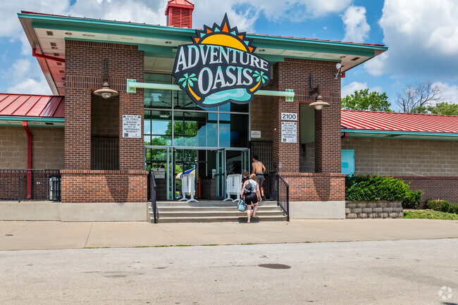 Adventure Oasis is open in the summer months and boasts water slides, lazy river and more.