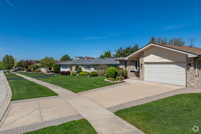 Ranch-style, split-level, and new traditional homes are common throughout Sandburg.