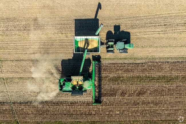 Farm equipment can be seen harvesting the field in Hurlock.