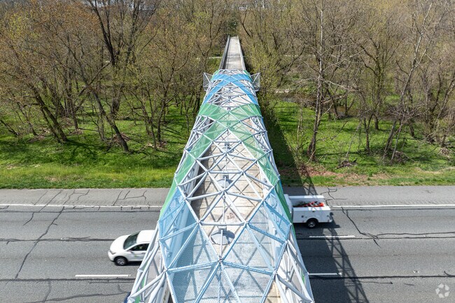 The pedestrian bridge stretches from Oakland Mills to Lake K and the town center areas.