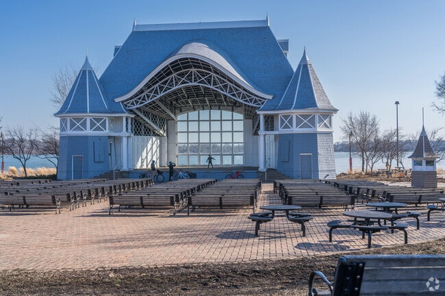 The Lake Harriet Bandshell is on the other side of the lake from the Lynnhurst neighborhood.