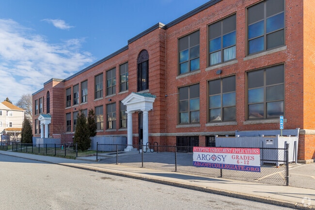 Left side of Argosy Collegiate Charter Middle School in Fall River, Massachusetts.