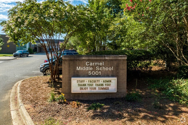 Carmel Middle School sign in Charlotte, NC.