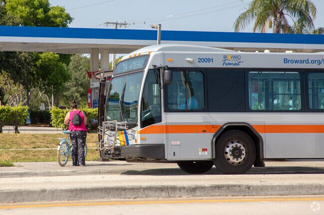 The bus is an affordable way to get around in the Towne Park neighborhood of Delray Beach, FL.