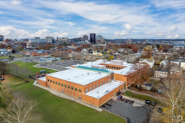 An aerial view of Hill Central School.