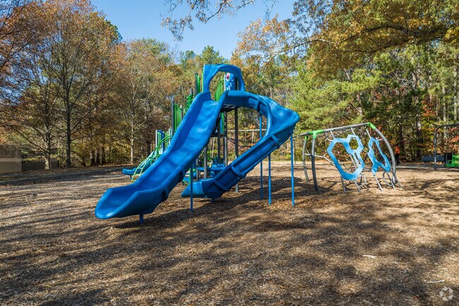 Anderson Park boasts colorful playground structures for kids to enjoy.