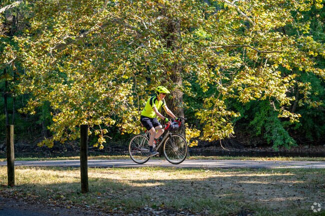 Cyclists enjoy the trails of Westside Park.