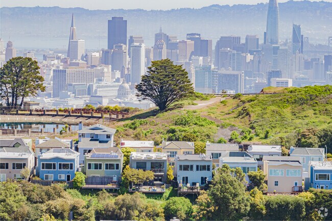 San Francisco's CBD sits behind Twin Peaks west face.