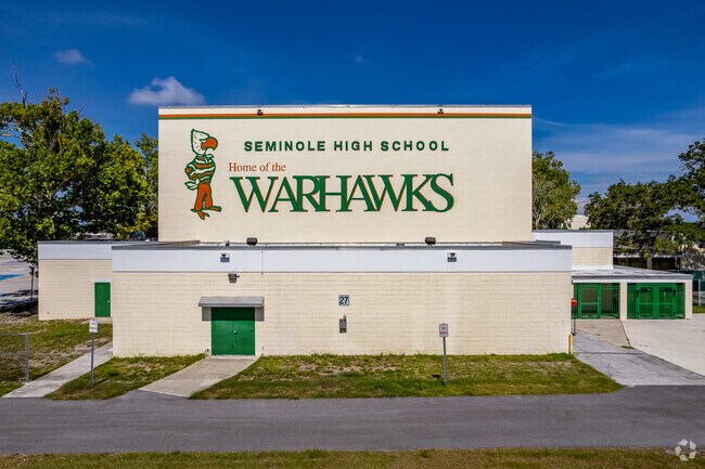 Seminole High School is home to the Warhawks and welcomes students in Collins Estates.