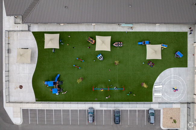 A bird’s eye view of the playground at Challenger School.