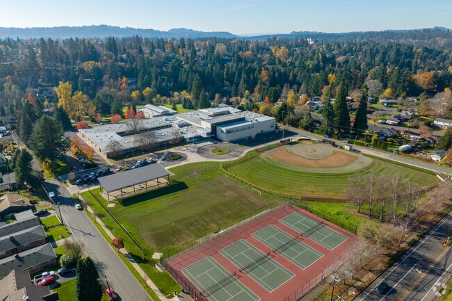 Rowe Middle School is tucked away in a quiet residential area on SE Lake Rd in Portland.