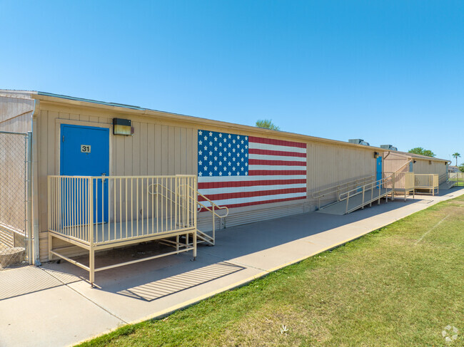 Portable classrooms at Stevenson Elementary School in Mesa are decorated with a large mural