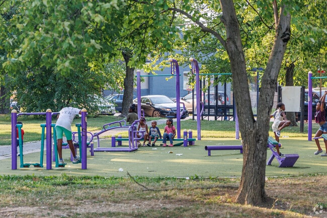 Jack Paulsen Park has a large modern playground with exercise stations.