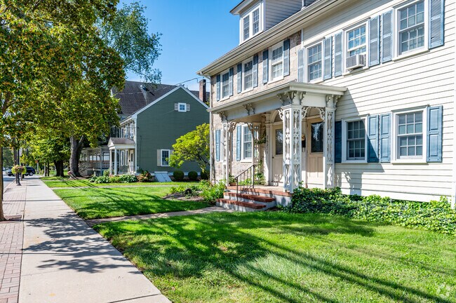 Historic homes line the charming Main Street in Lawrenceville.